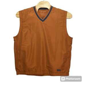 Life is Good Golf Vest Burnt Orange  Elastic Hem Zipper Pockets Men's Size XL